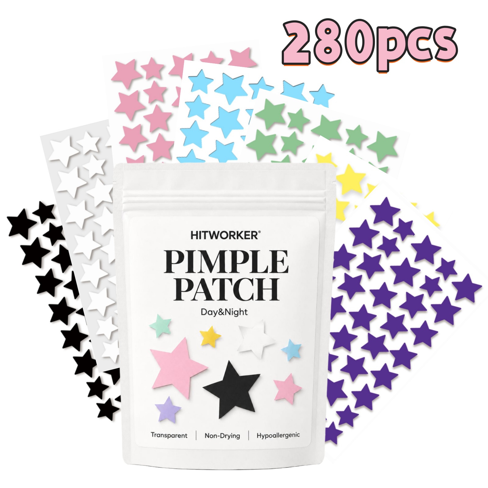 Hydrocolloid Pimple Patch - 280 шт. радужных патчей от прыщей