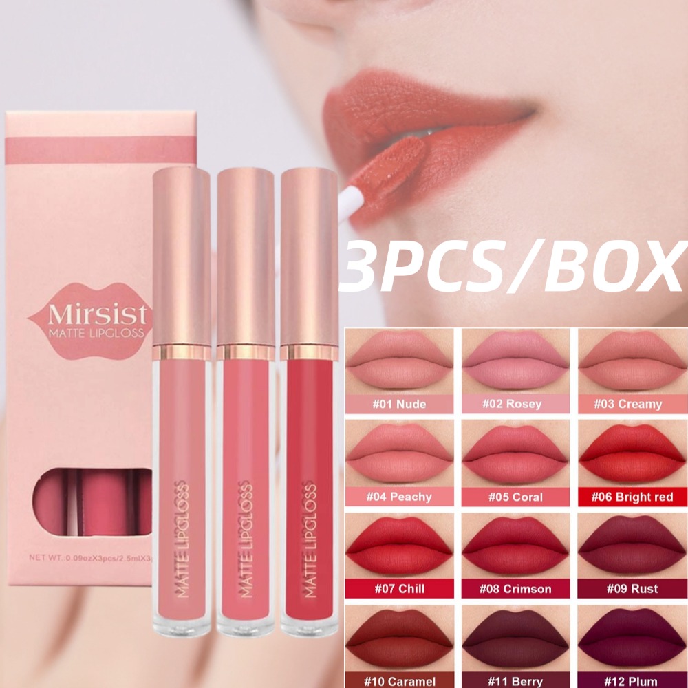 Matte Velvet Lip Tint Long Lasting - 3 шт./компл. телесный блеск для губ