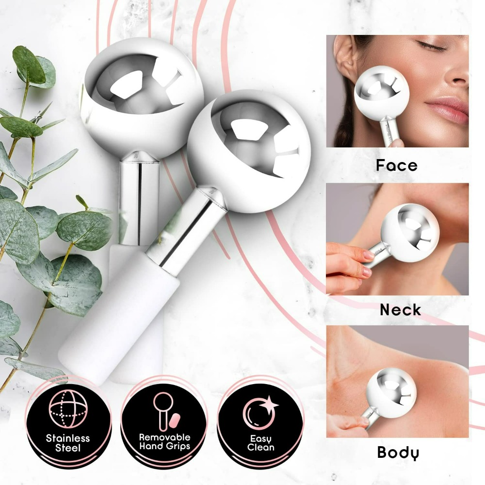 Face Ice Roller Puffiness - Крио-массажер для лица: небьющиеся стальные ролики-глобусы